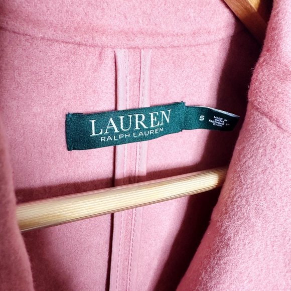 Lauren by Ralph Lauren Women's Small Wool Blend Long 2 Button Rose Pink Jacket - Picture 6 of 13